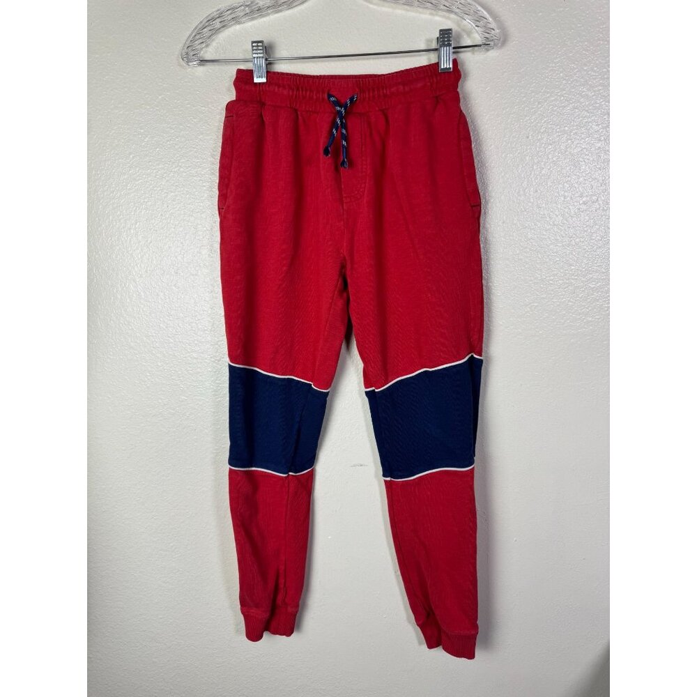 Mini Boden Kids Red Blue Jogger Sweatpants Elastic Waist Drawstring Size 11 Pant